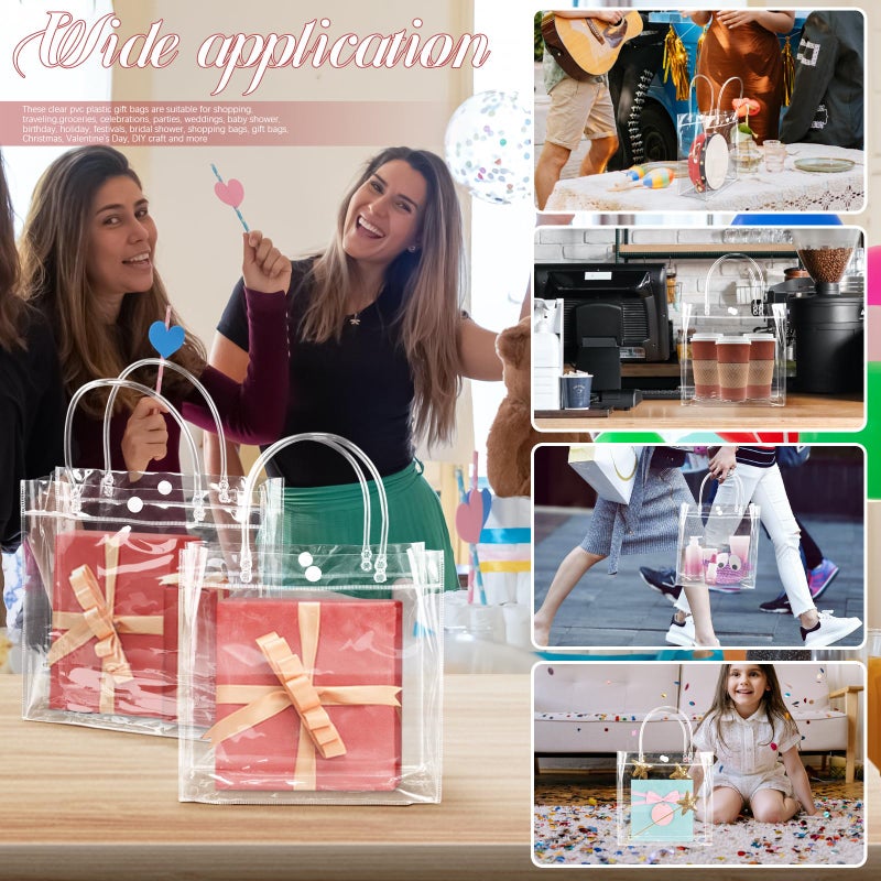 BadenBach 24 PCS Large Clear Gift Bags with Handle 11.82"" x 11.82"" x 3.94"" Plastic Gift Bags with Handle Clear Tote Bags Clear Party Favor Bags for Halloween Christmas Wedding Baby Shower Birthday - Image 4